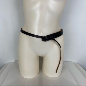 Unique Asymmetrical Black Leather Belt Thin Waist Statement Belt